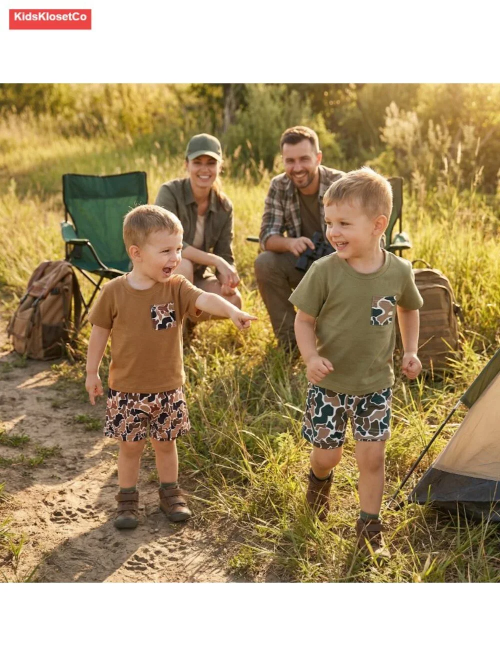 Toddler Boy Camo Duck Embroidery T-Shirt and Shorts Set
